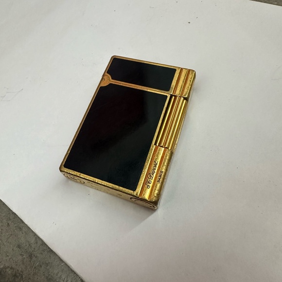 Rare 18K 750 Gold Black S. T. Dupont Ligne Gatsby Lacquer Lighter - Picture 1 of 4